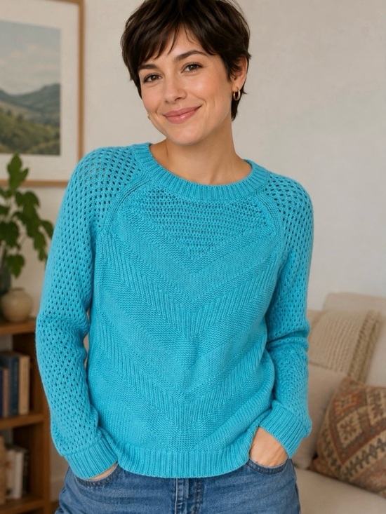 Lilly Pulitzer Sweaters - LILLY PULITZER Blue Blythe Chevron Pointelle Knit Pullover Sweater Sz. XS